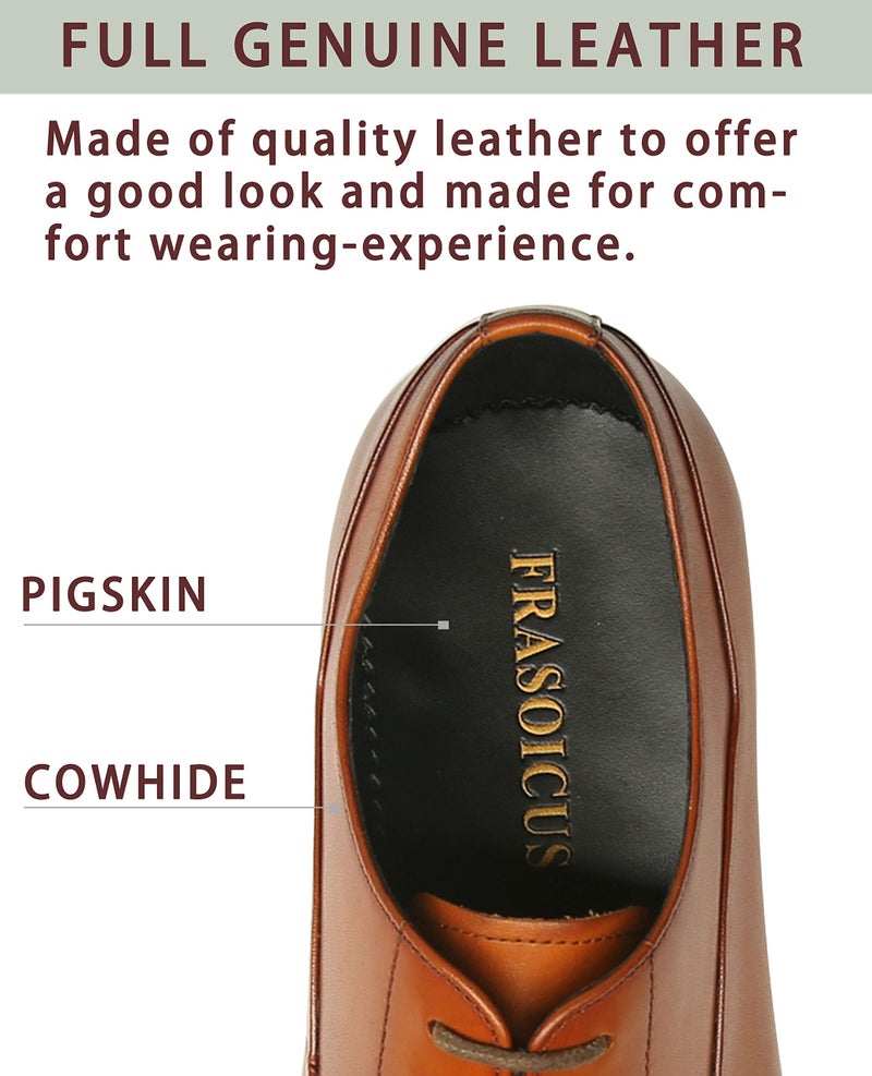 FRASOICUS Latest Model Men Dress Shoes Formal Oxford Office Genuine Leather Shoes Brown - Image 5